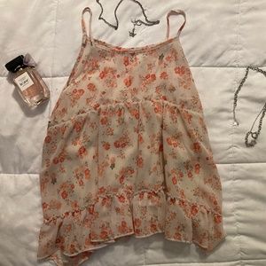 Arizona Jean Co. Women’s Large 14 flower patterned pink tank top coquette